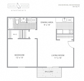Floor Plan  1 bed 1 bath at Quail Ridge, Plainsboro Township, NJ