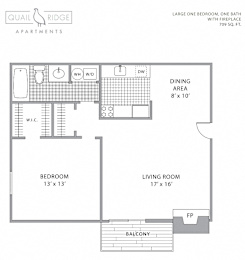 Floor Plan  1 bed 1 bath A at Quail Ridge, Plainsboro Township, 08536