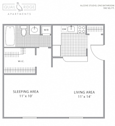 Floor Plan  Studio 1 bath at Quail Ridge, Plainsboro Township, NJ, 08536
