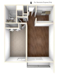 One Bedroom One Bathroom Floor Plan  at Stratton Hill Park Apartments, Massachusetts, 01606