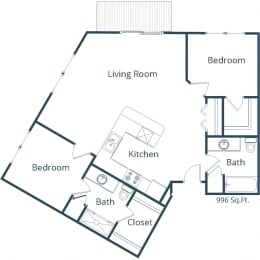 East Bridge Apartments | Two Bedroom Floor Plan A