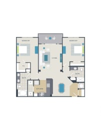 2 Bed 2 Bath 1,146-to1,148 Sq.Ft. Floor plan at 712 Tucker, Raleigh, NC 27603