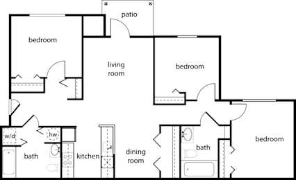  Floor Plan Three-Bedroom