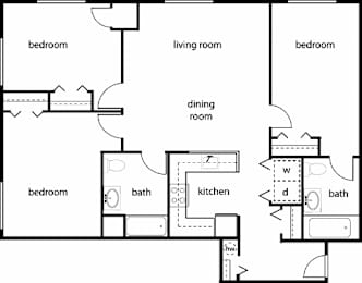  Floor Plan Three-Bedroom