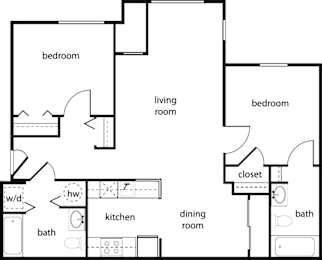 a floor plan of a house with a kitchen and a living room