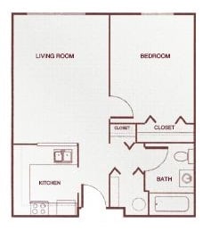  Floor Plan One-Bedroom