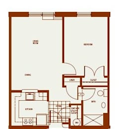  Floor Plan One-Bedroom