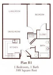  Floor Plan One-Bedroom