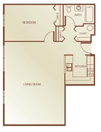  Floor Plan One-Bedroom