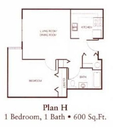  Floor Plan One-Bedroom