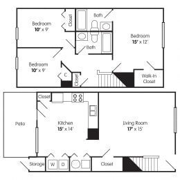  Floor Plan 3 Bedroom Townhome