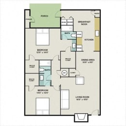 THE MAPLE Floor Plan at Huntington Apartments, Morrisville, NC, 27560