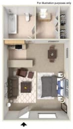 Floorplan at Fountain Plaza Apartments, Tucson, Arizona