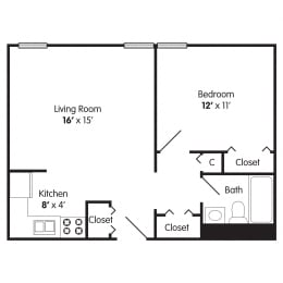 Floor Plan One Bedroom Apartment