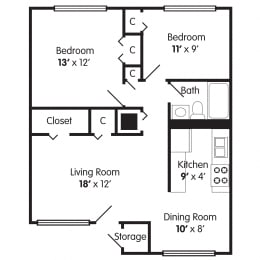  Floor Plan Two Bedroom Apartment