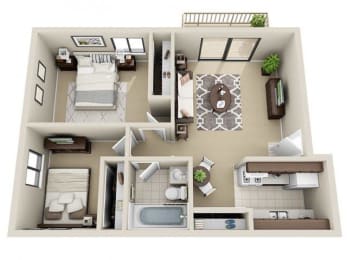  Floor Plan 2 Bed 1 Bath