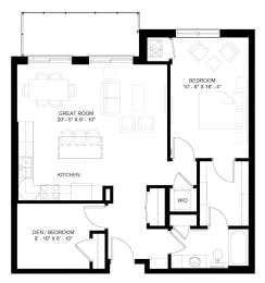 The Pike with Den 1-bedroom layout