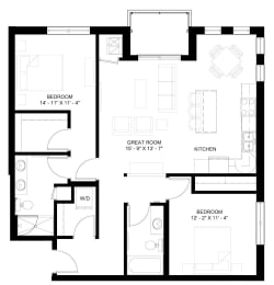 The Grand Teton 2-bedroom floor plan layout