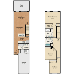 Arapahoe Floor Plan at Black Feather Apartment Homes, Castle Rock, 80104
