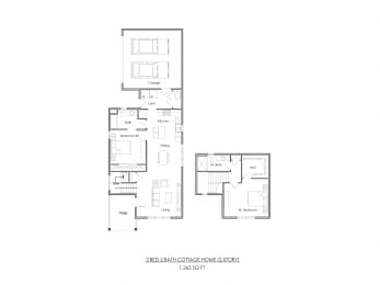  Floor Plan Cottage Homes - 2Bed/2Bath 2-STORY