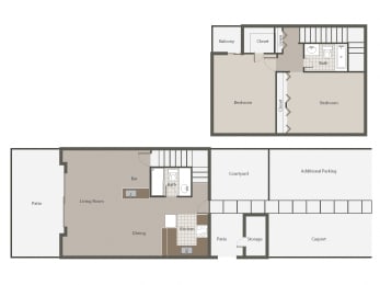 Sonoma 2BR/2BH 1,316 Sq.Ft. Floor plan at Desert Creek, Albuquerque