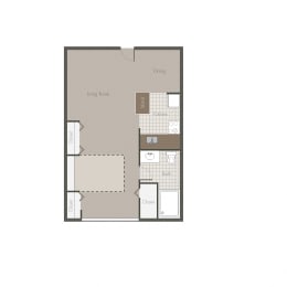 Sonoran Studio 452 Sq.Ft. Floor plan at Desert Creek, Albuquerque, 87107