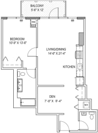 One Bedroom With Den a8 at One 333, Chicago, IL