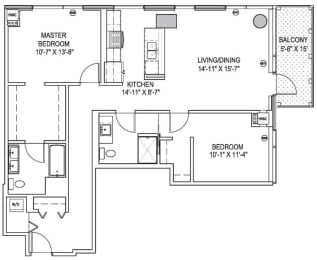 Two Bedroom b12 Floor Plan at One 333, Chicago