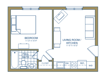 1 bedroom floor plan