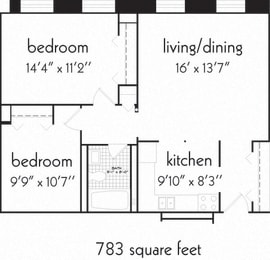  Floor Plan 2 Bedroom and 1 bath
