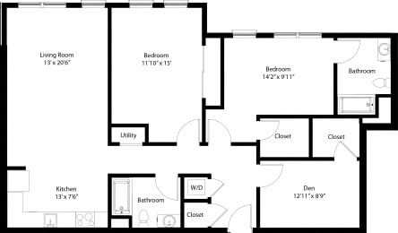 Two Bedroom with Den Apartment Rental at The Mastlight Weymouth