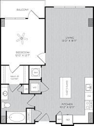 A1b One Bedroom Floor Plan with Balcony at Apartments in Vinings