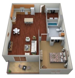 1 Bed 1 Bath Floor Plan at Paraiso Estates, Sauk Rapids, 56379