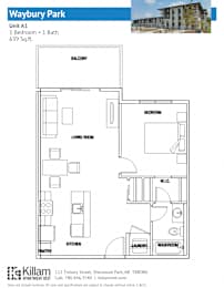 Unit A1 1 Bedroom + 1 Bath