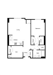 1x1 Den AD02B-1 Floor Plan