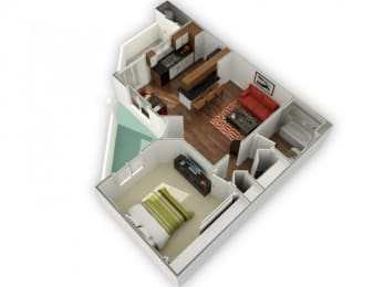 1 Bed 1 Bath Cobalt Floor plan, at The Bristol at Sunset, Henderson, 89014