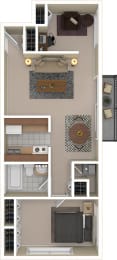  Floor Plan One Bedroom + Den
