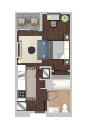 Efficiency 6 Floor Plan at Berkshire K2LA, Los Angeles, CA