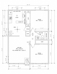 2 bedrooms 1 bathroom floor plan at OTAVON APARTMENTS, Novato, CA