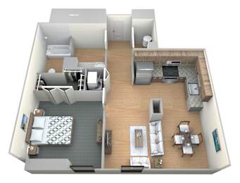 Grant Floor Plan at M Apartments, Washington