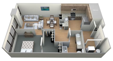 Underhill Floor Plan at M Apartments, Washington, 99201