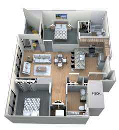 Corbin Floor Plan at M Apartments, Spokane, WA, 99201