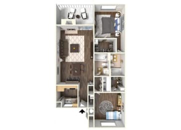The Maple 2x2  floor plan. for rent at Kirker Creek in Pittsburg Ca