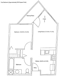 One Bedroom Floor Plan at VINTAGE AT BENNETT VALLEY, Santa Rosa, CA