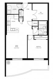 Floor Plan  Juliana Place Apartments 1 bedroom + 1 bathroom plus den apartment floor plan in Woodstock, ON