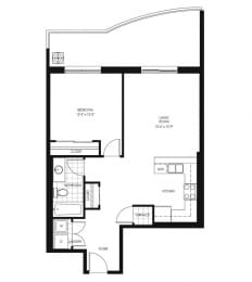 Floor Plan  Juliana Place Apartments 1 bedroom + 1 bathroom apartment floor plan in Woodstock, ON