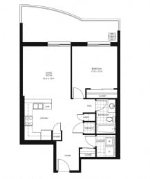 Floor Plan  Juliana Place Apartments 1 bedroom + 1 bathroom apartment floor plan in Woodstock, ON