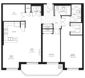 Floor Plan  Juliana Place Apartments 2 bedroom + 2 bathroom apartment floor plan in Woodstock, ON