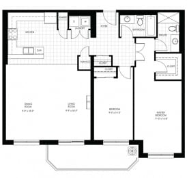 Floor Plan  Juliana Place Apartments 2 bedroom + 2 bathroom apartment floor plan in Woodstock, ON