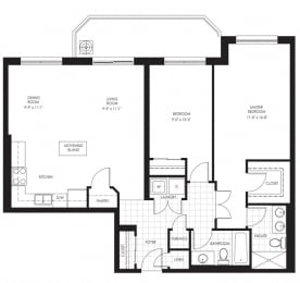 Floor Plan  Juliana Place Apartments 2 bedroom + 2 bathroom apartment floor plan in Woodstock, ON